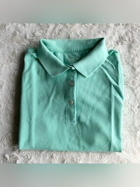 J Crew Polo Shirt Womens Medium Mint Green Cotton Short Sleeve Classic Pique